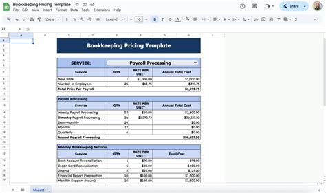 Bookkeeping Google Sheets Template Free
