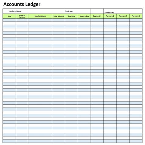 Bookkeeping Ledger Templates Free Printables