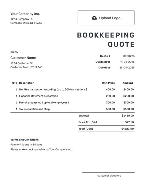 Bookkeeping Quote Template