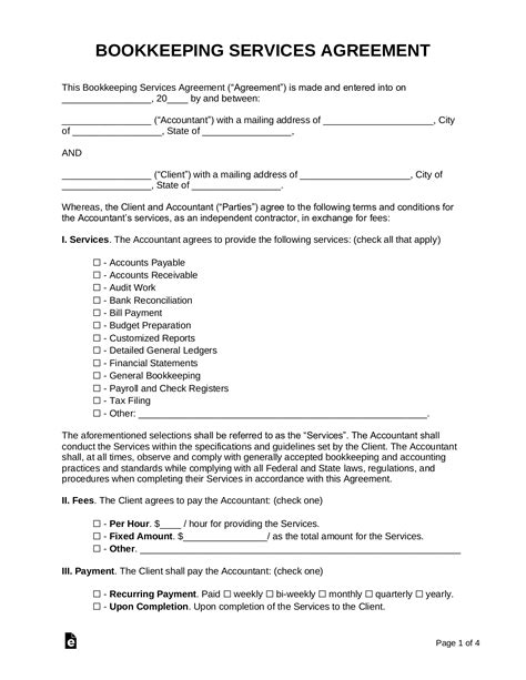 Bookkeeping Service Agreement Template