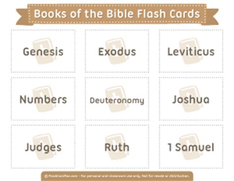 Books Of The Bible Flashcards Printable