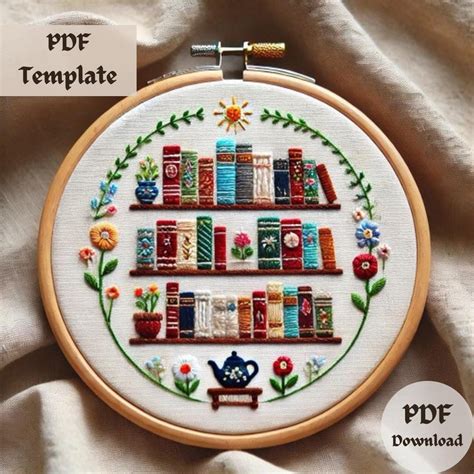 Bookshelf Embroidery Pattern