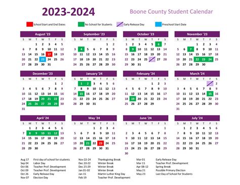 Boone County Calendar