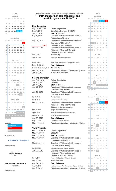Booth Academic Calendar
