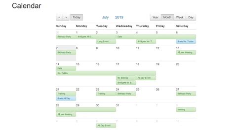 Bootstrap Calendar Template