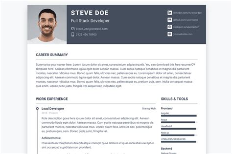 Bootstrap Developer Resume Template