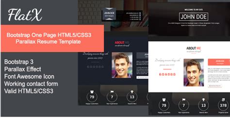Bootstrap One Page Html5 Css3 Parallax Resume Template