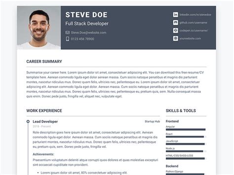 Bootstrap Resume Form Template