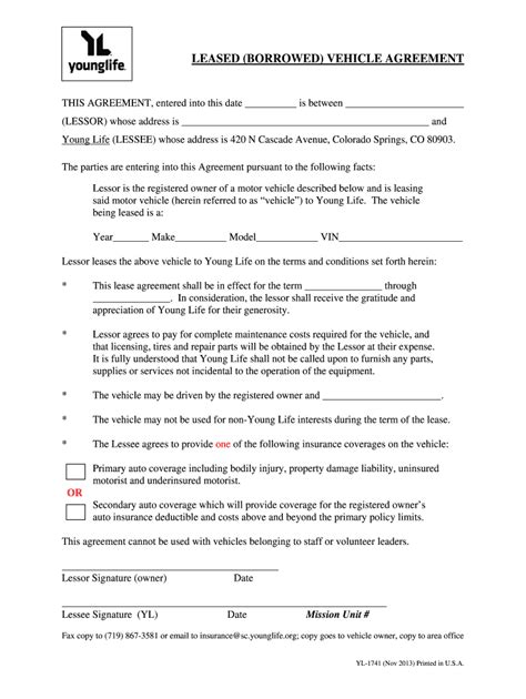 Loaner Agreement Form Financial Report