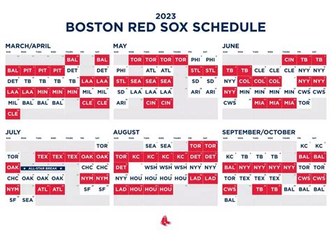 Boston Red Sox 2023 Schedule Printable