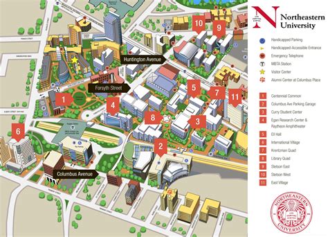 Northeastern University Map Boston Massachusetts • mappery Campus