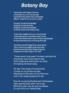 Botany Bay Lyric