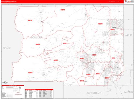 Boulder County Zip Code Map, Colorado