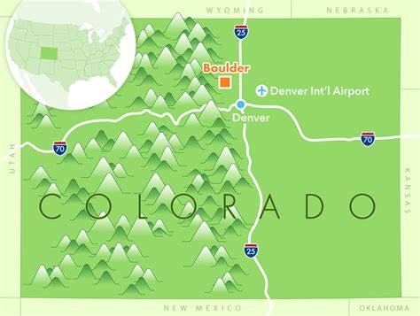 Denver Boulder Colorado US PDF Vector Map City Plan Low Detailed (for