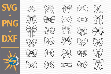 Bow Outline SVG, PNG, DXF Digital Files Include