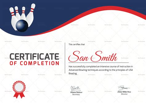 Bowling Certificate Template