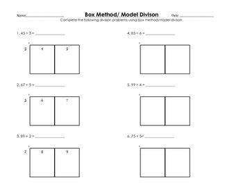 Box Method Division Worksheets