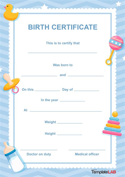 Boy Birth Certificate Template