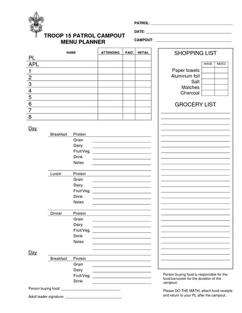 Boy Scout Campout Planning Worksheet: The Easy Guide To Campout Planning In 2023