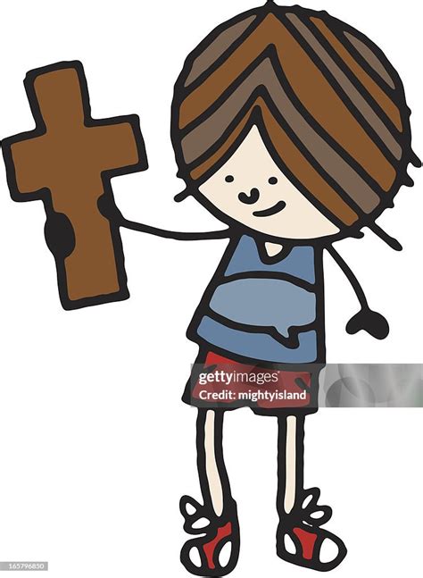 Boy Holding Up Cross