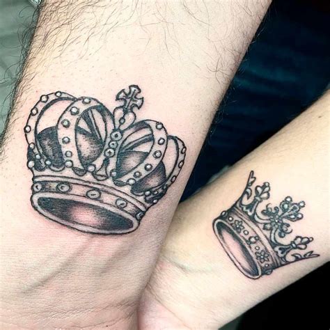 Boyfriend Girlfriend Couple Crown Tattoos