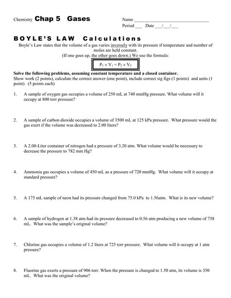 Boyles Law Practice Worksheet
