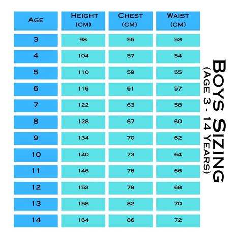 Boys Size Small Chart