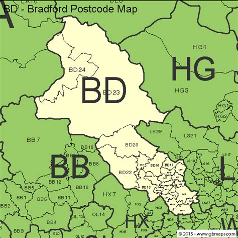 Bradford Postcode Area, District and Sector maps in Editable Format