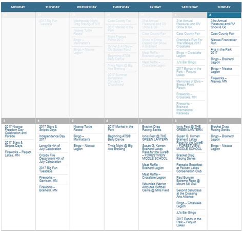 Brainerd Calendar Of Events