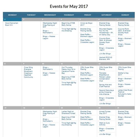 Brainerd Mn Calendar Of Events