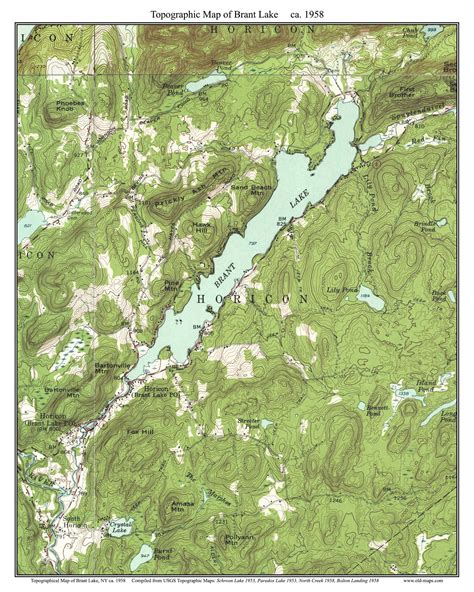 Brant Lake NY Wood Laser Cut Topographical Engraved Map Etsy
