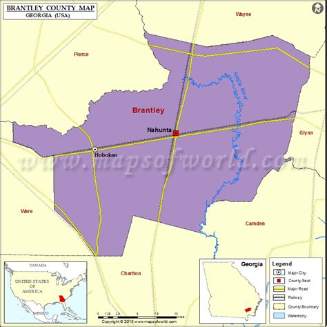 Brantley County, GA Zip Code Wall Map Red Line Style by MarketMAPS