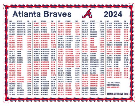 Braves 2024 Schedule Printable