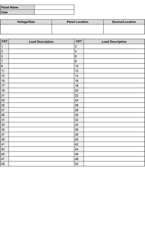 Breaker Box Label Template Excel