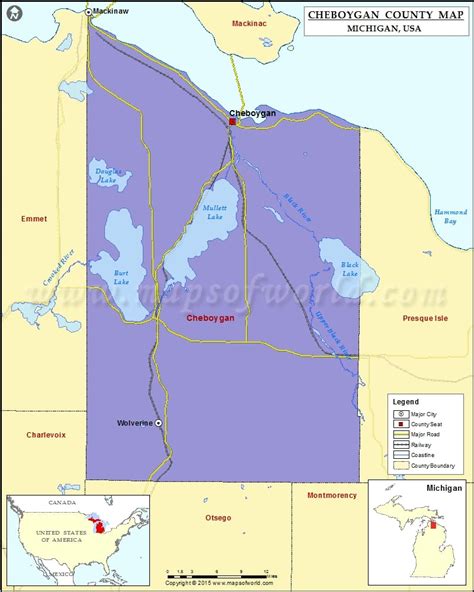 Cheboygan County, MI Wall Map Premium Style by MarketMAPS