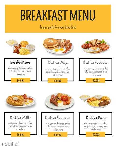 Breakfast Lunch And Dinner Menu Template