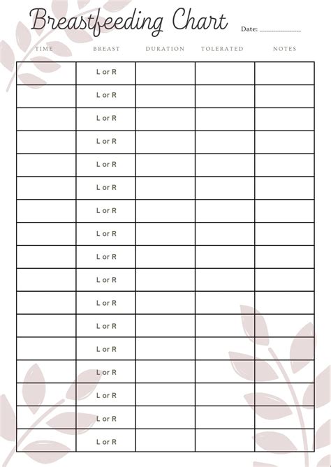 Breastfeeding Schedule Printable