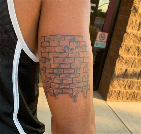 Hands, cross, brick wall tattoo Wall tattoo, Tattoos