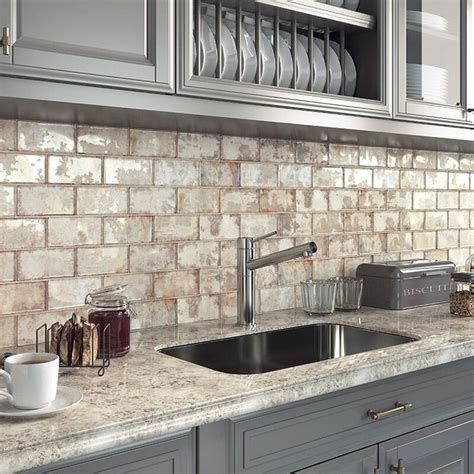Thin brick tile backsplash installed in kitchen. A similar look can be achieved with our Fremont
