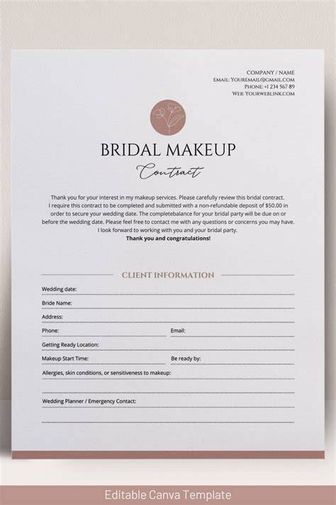 Bridal Makeup Quotation Format Template