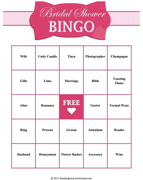 Bridal Shower Bingo Template