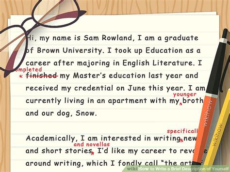 Brief Description Of Yourself For Job Application Sample