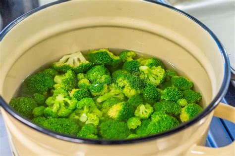 Broccoli boiled in a pot