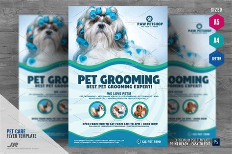 Clean Care Pet Grooming Brochure Template