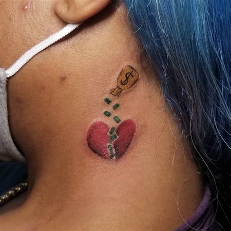 Broken Heart Neck Tattoos
