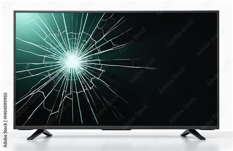 Broken TV screen with cracks