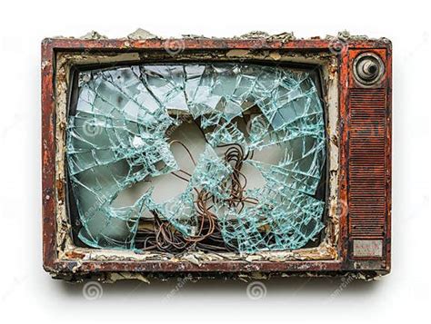 Broken Television Screen Close Up