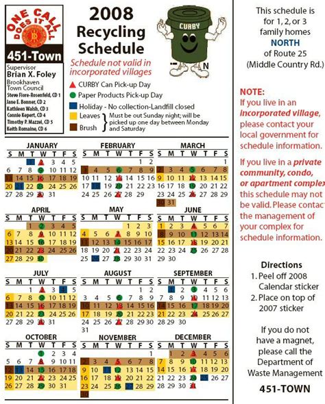 Brookhaven Recycle Calendar