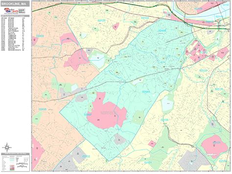 Brookline MA Zip Code Map
