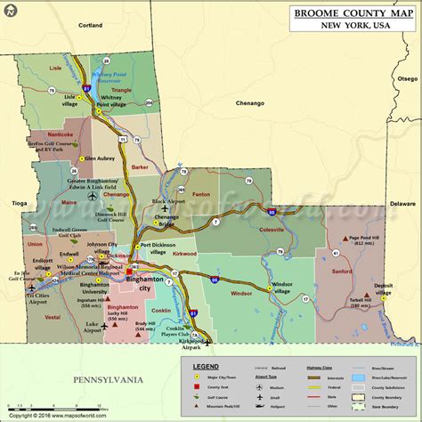 Broome County, NY Wall Map Color Cast Style by MarketMAPS